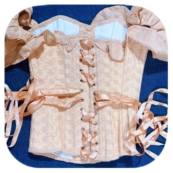 Corset Story Off White Ruffled Off-Shoulder Eyelet Lace Corset Top Sz 12uk - Picture 6 of 7